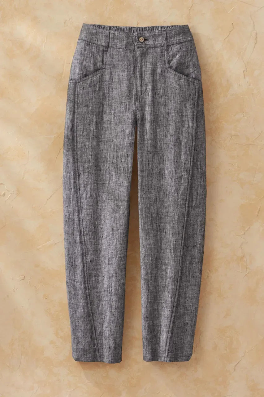Lantern-Leg Linen Pants