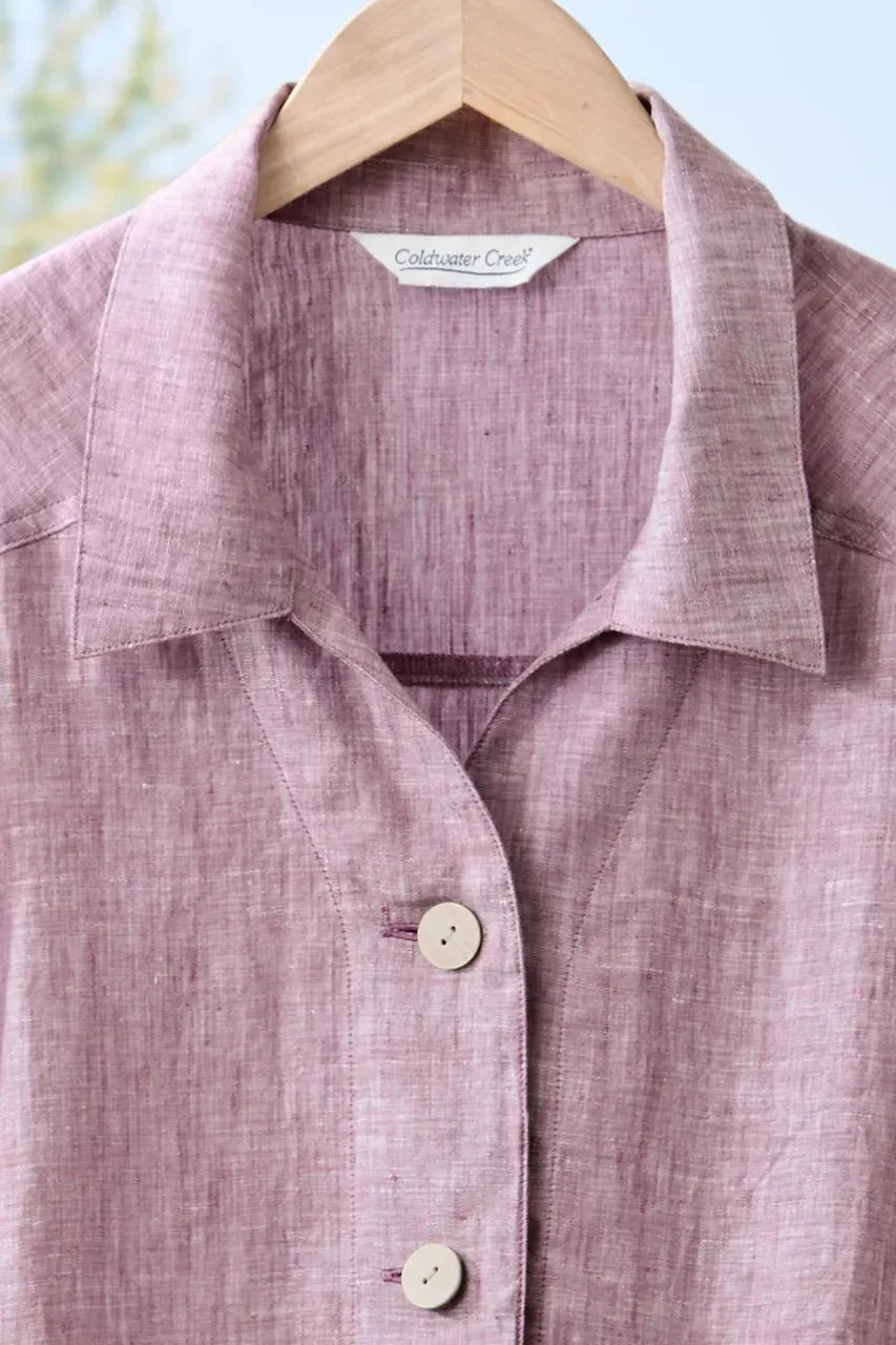Boxy Cross-Dyed Linen Top