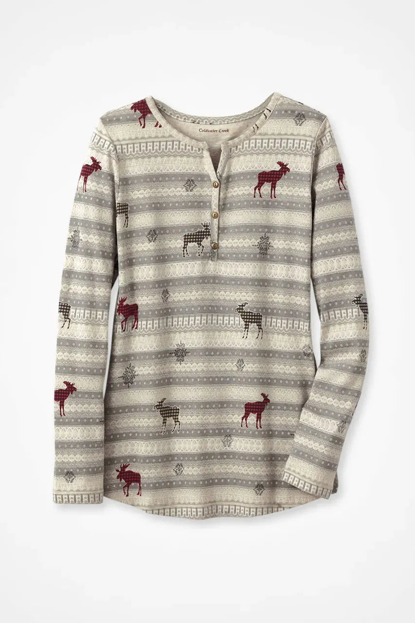 Fair Isle Moose Henley Tee