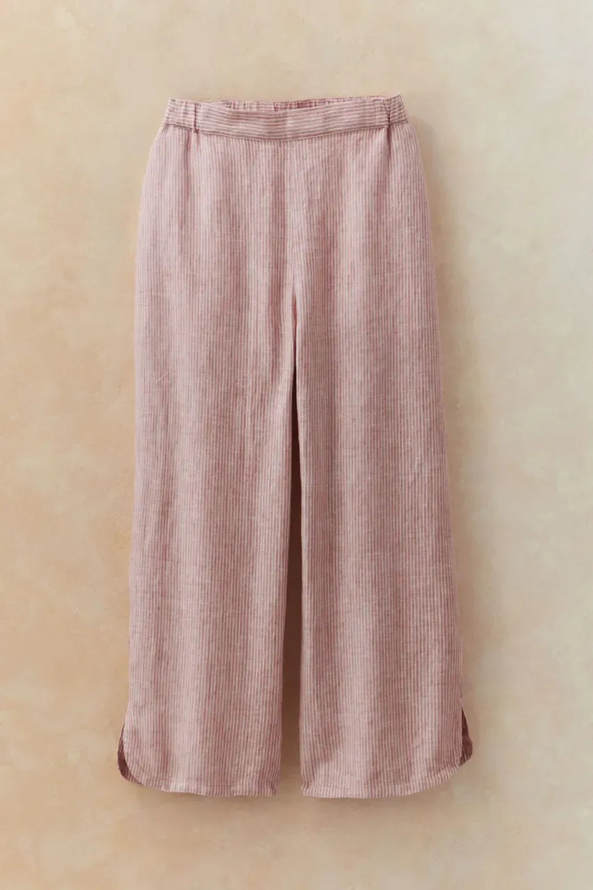 Striped Linen Wide-Leg Crops