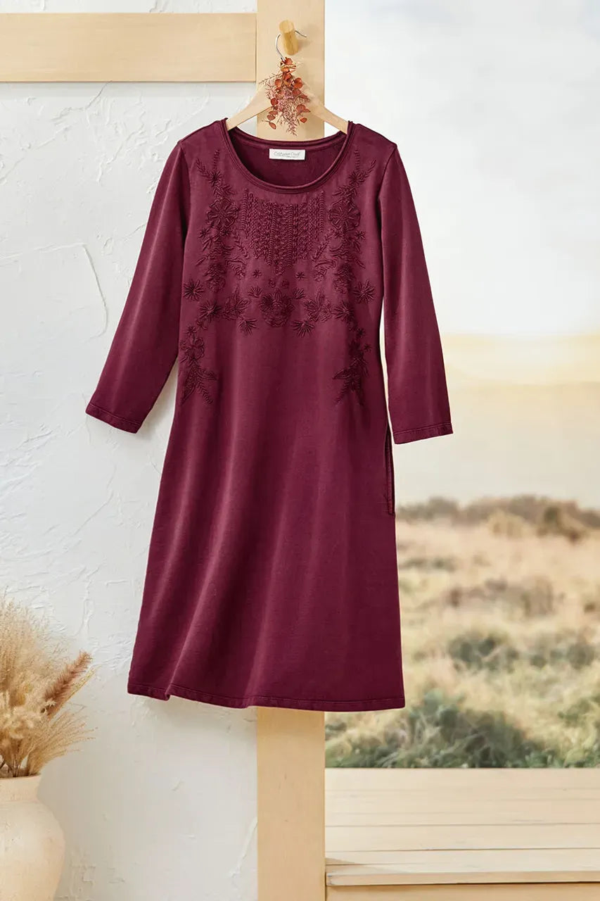 Embroidered French Terry Dress