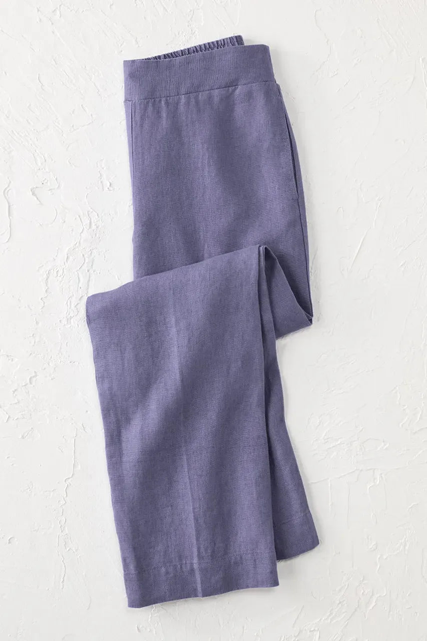 Smocked-Waist Linen Pants