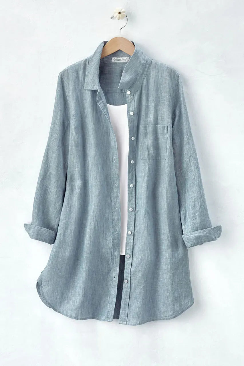 Cross Dyed Linen Tunic Topper