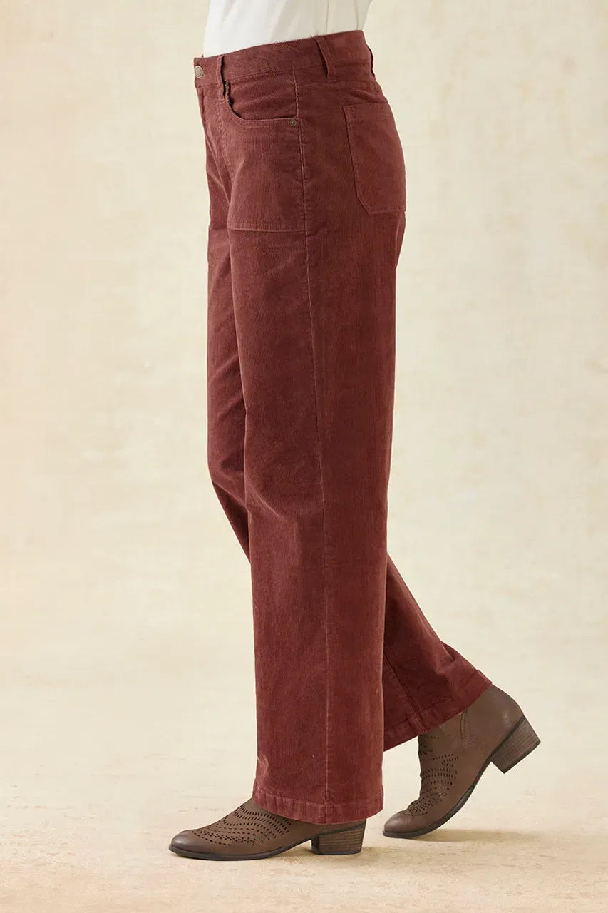 Patch Pocket Wide-Leg Corduroys