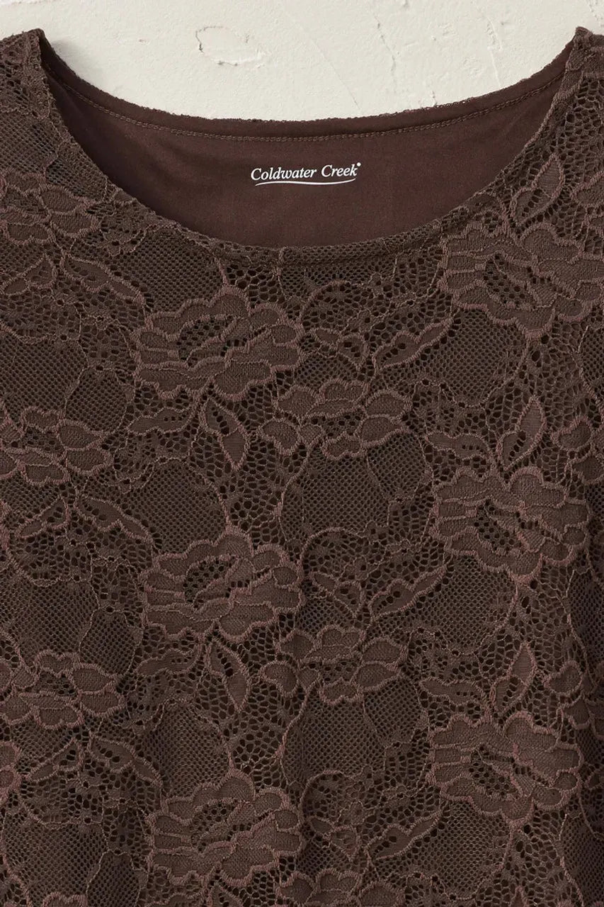 Cap-Sleeve Stretch Lace Tee