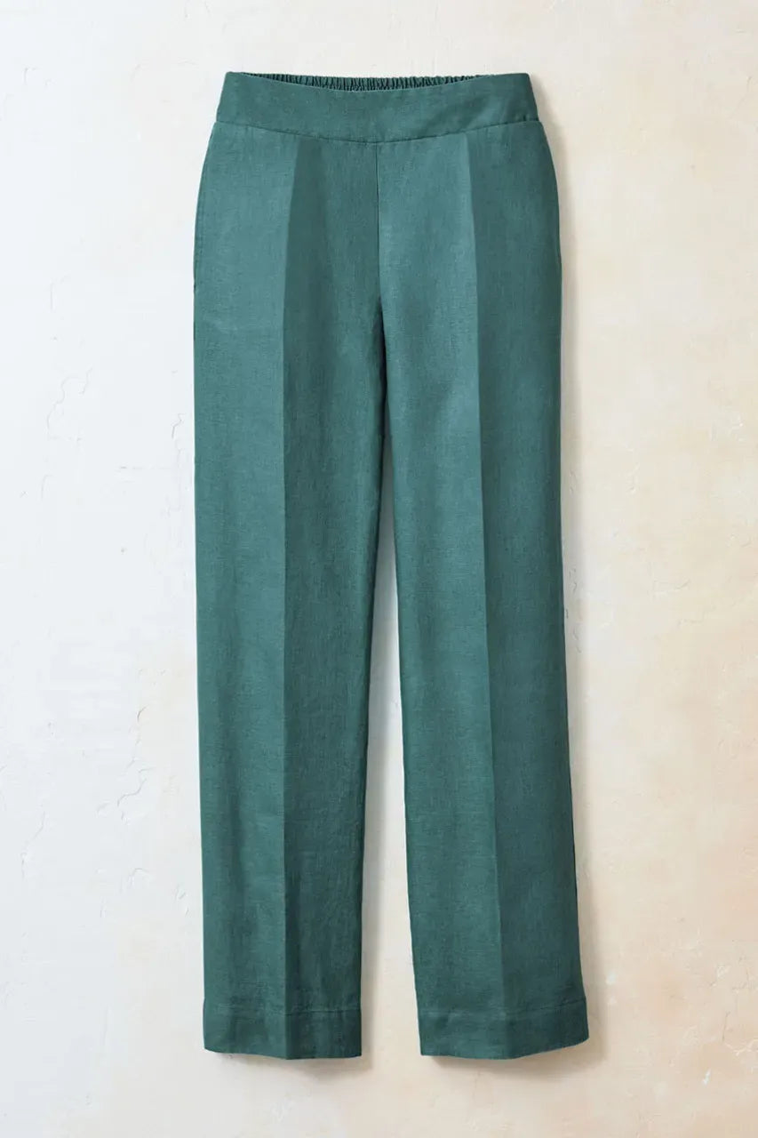 Smocked-Waist Linen Pants