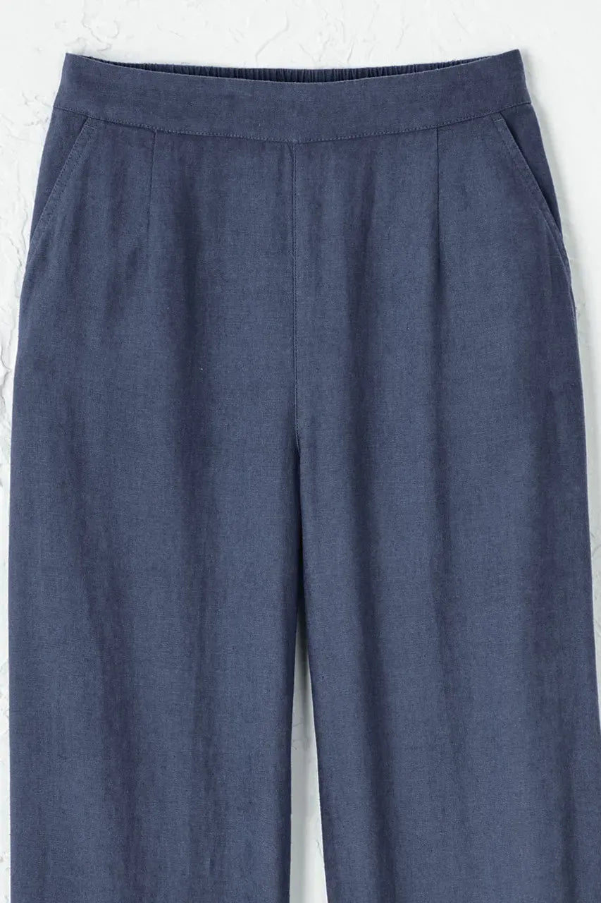 Linen Blend Wide-Leg Pants