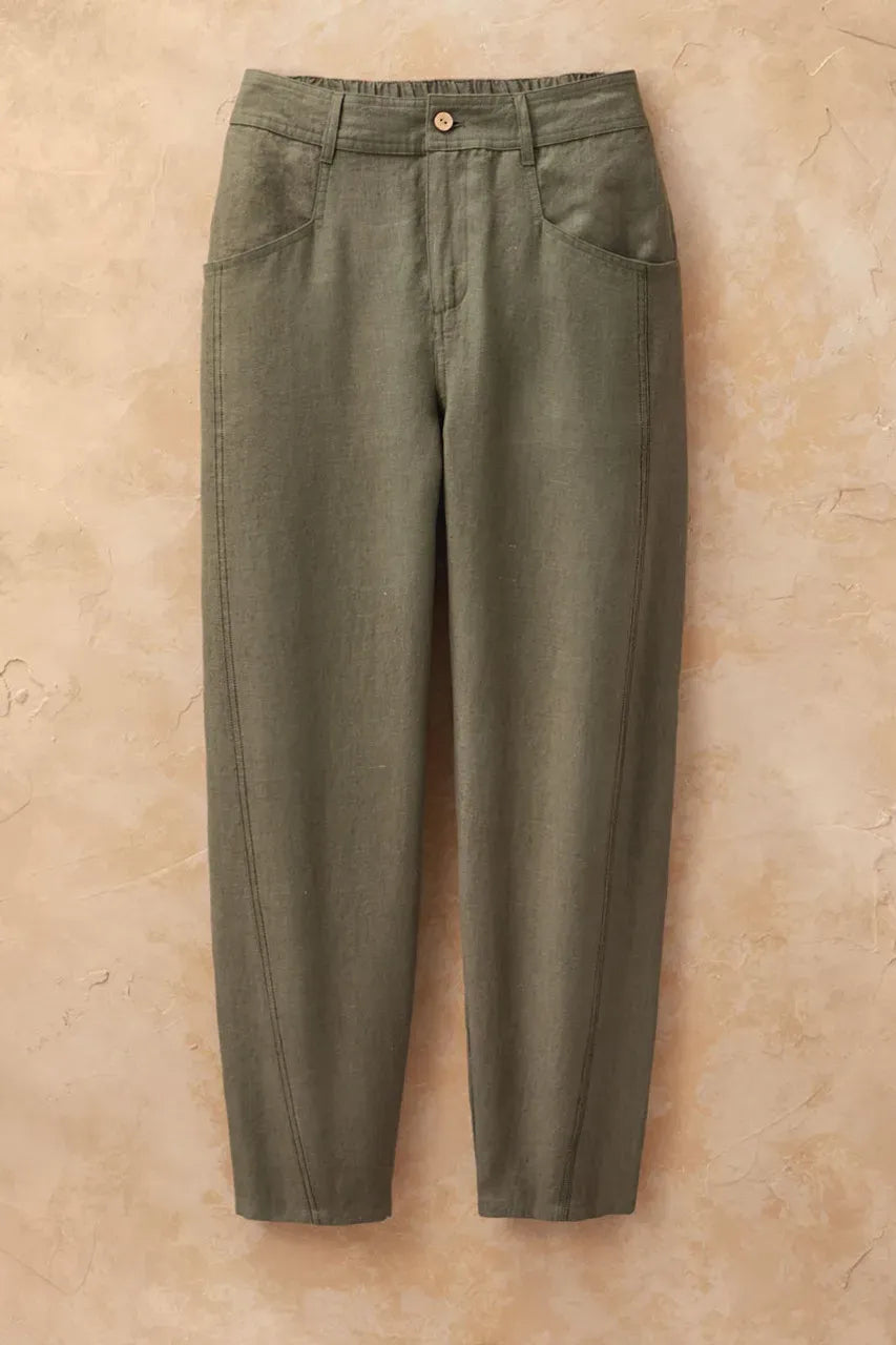 Lantern-Leg Linen Pants