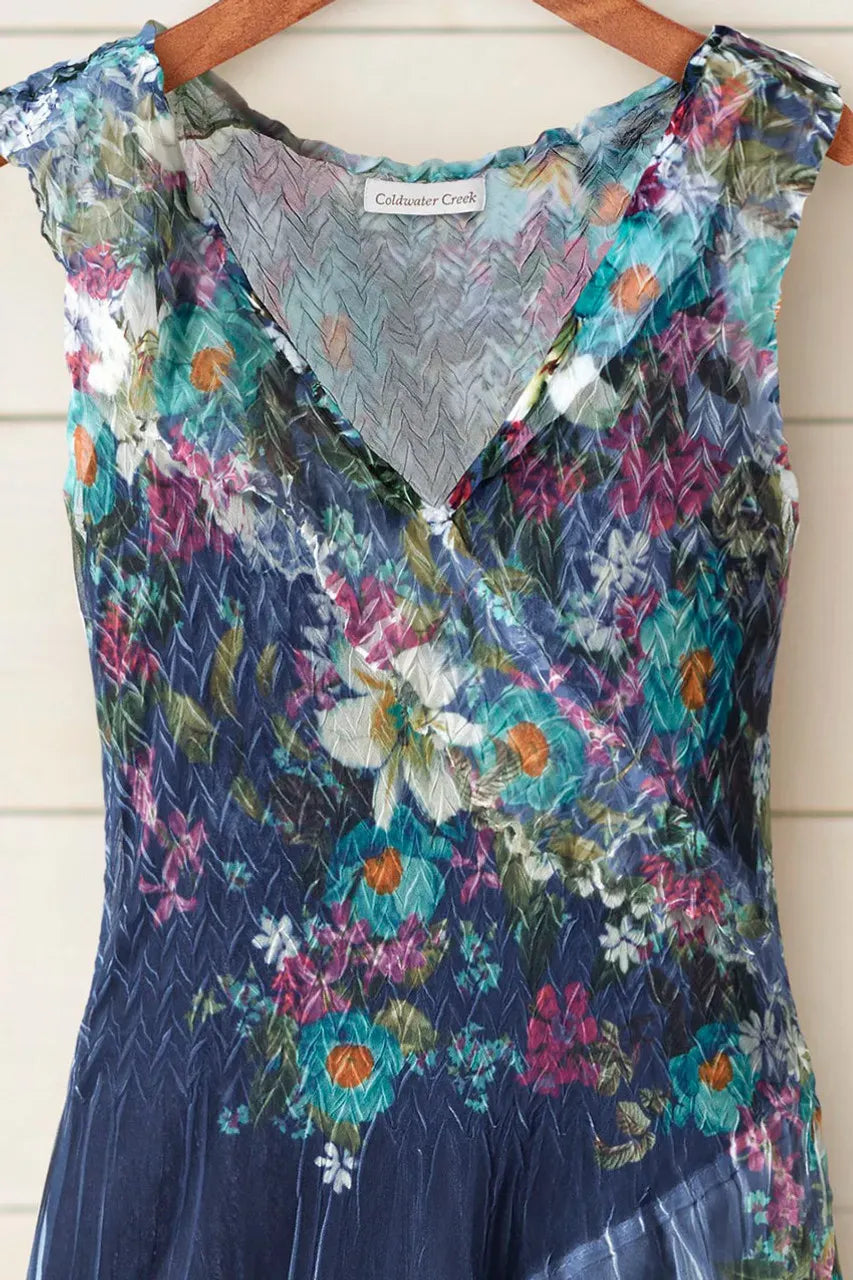 Indigo Meadow Ruffle Dress by Komarov