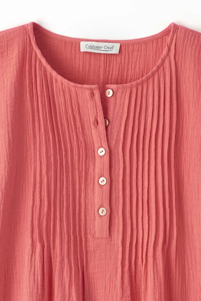 Summer Breeze Gauze Pintuck Top