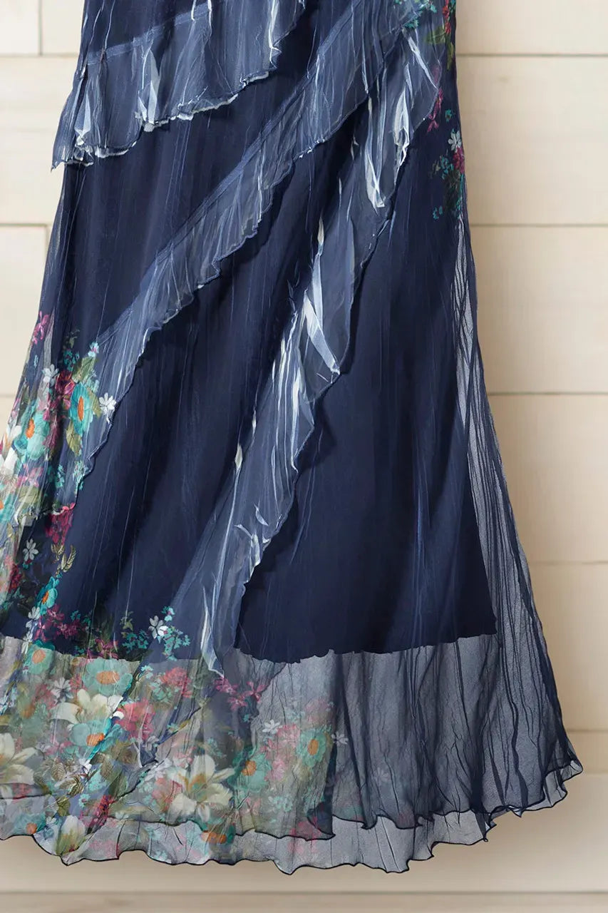 Indigo Meadow Ruffle Dress by Komarov
