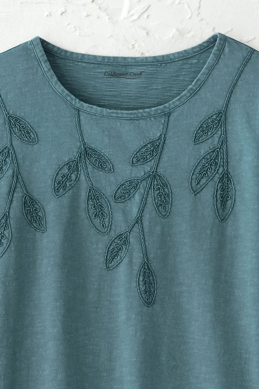 Leaf Embroidered Tee