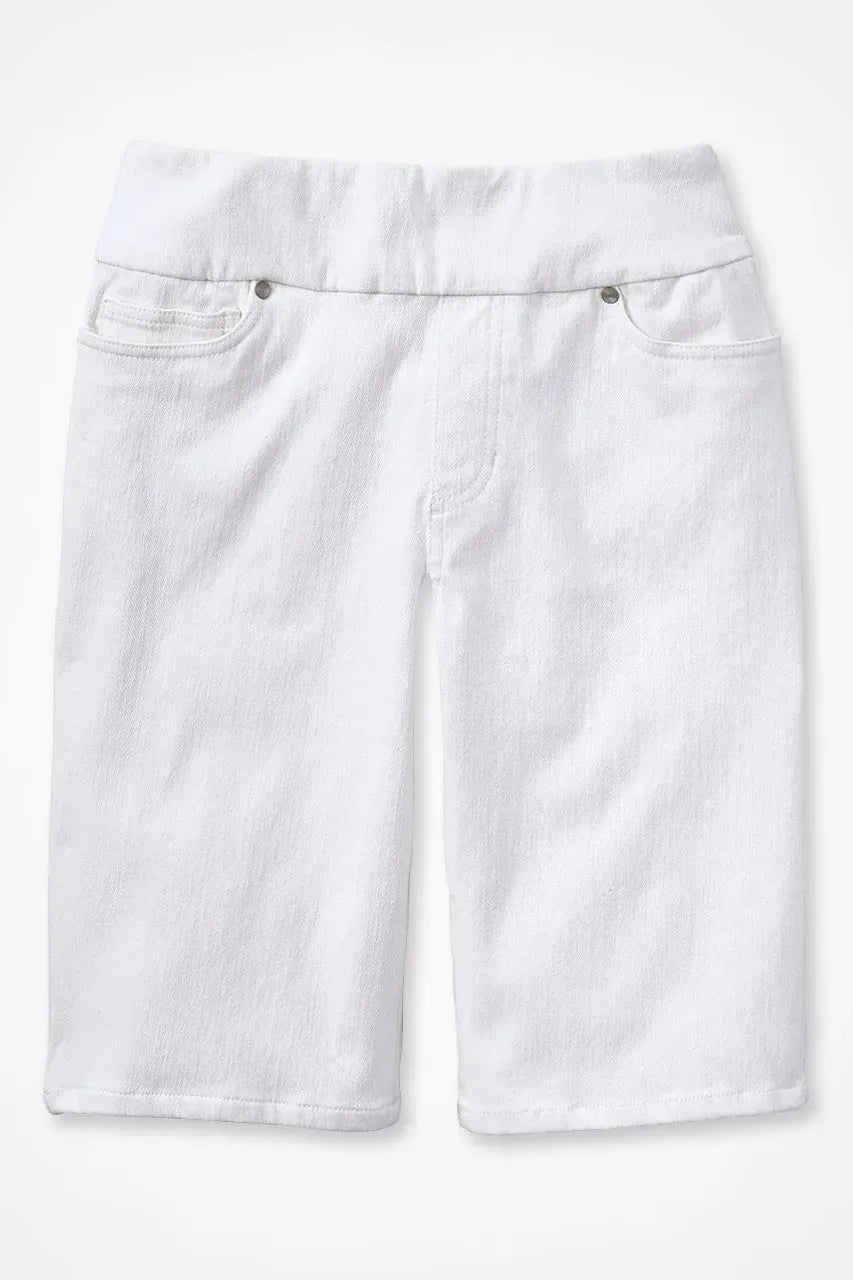 Knit Denim Mid Rise Pull-On Shorts