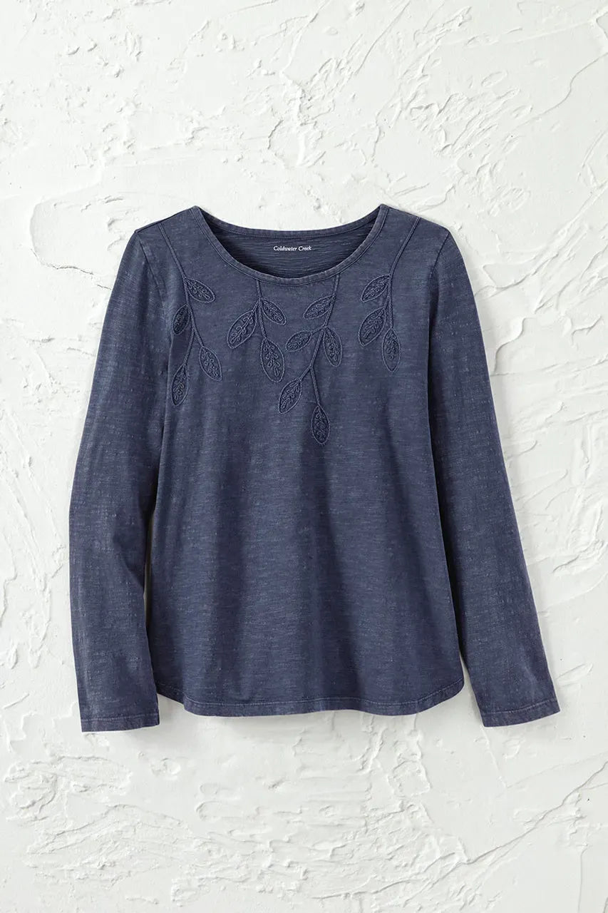 Leaf Embroidered Tee