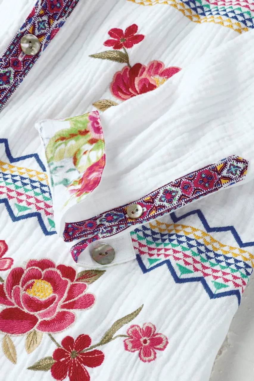 Artful Embroidery Gauze Big Shirt
