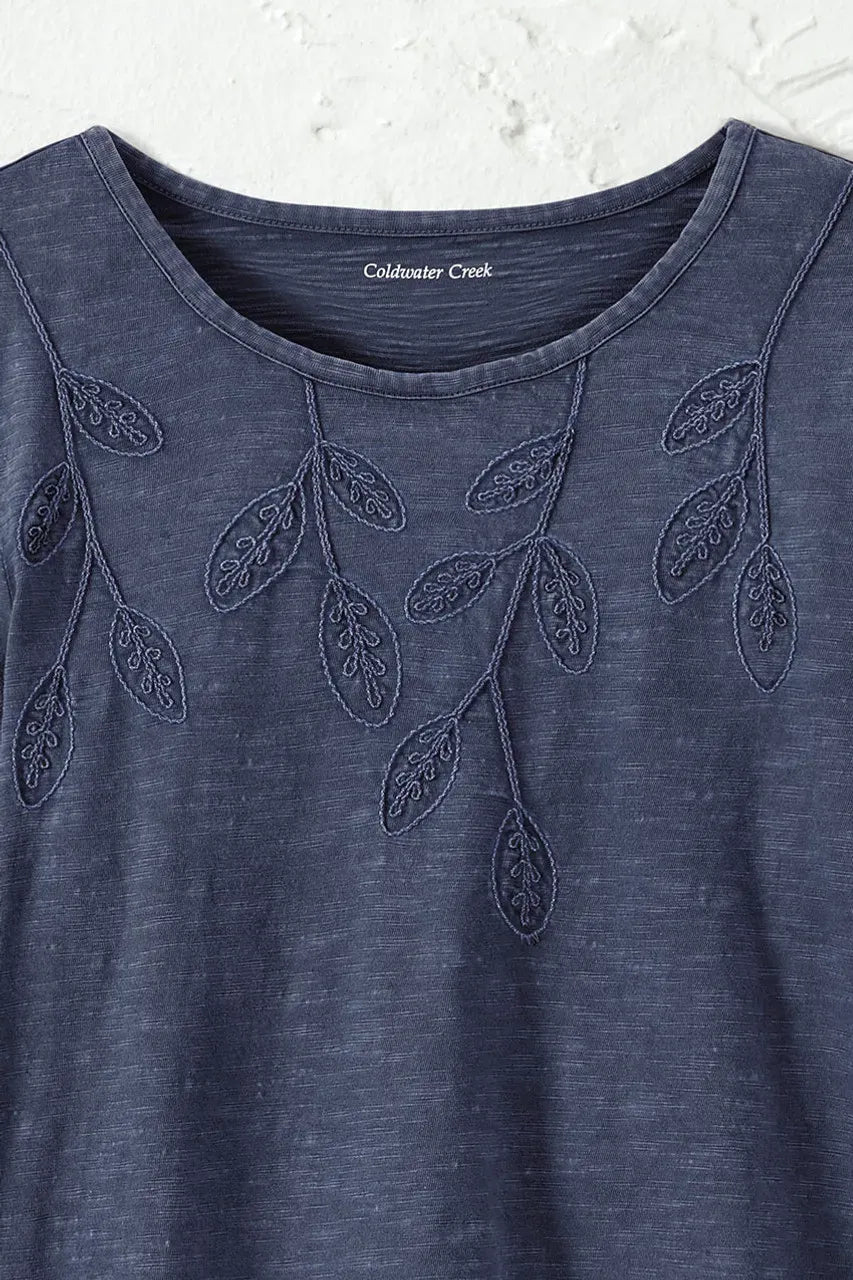 Leaf Embroidered Tee
