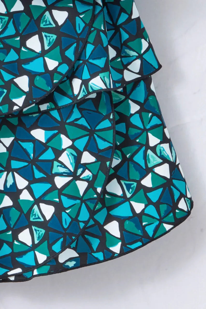 Mosaic Ruffled Tankini Top