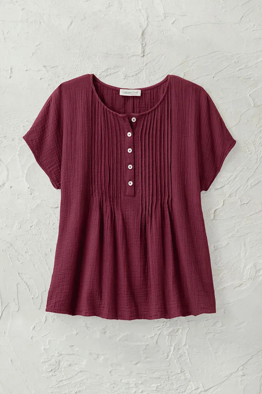 Summer Breeze Gauze Pintuck Top