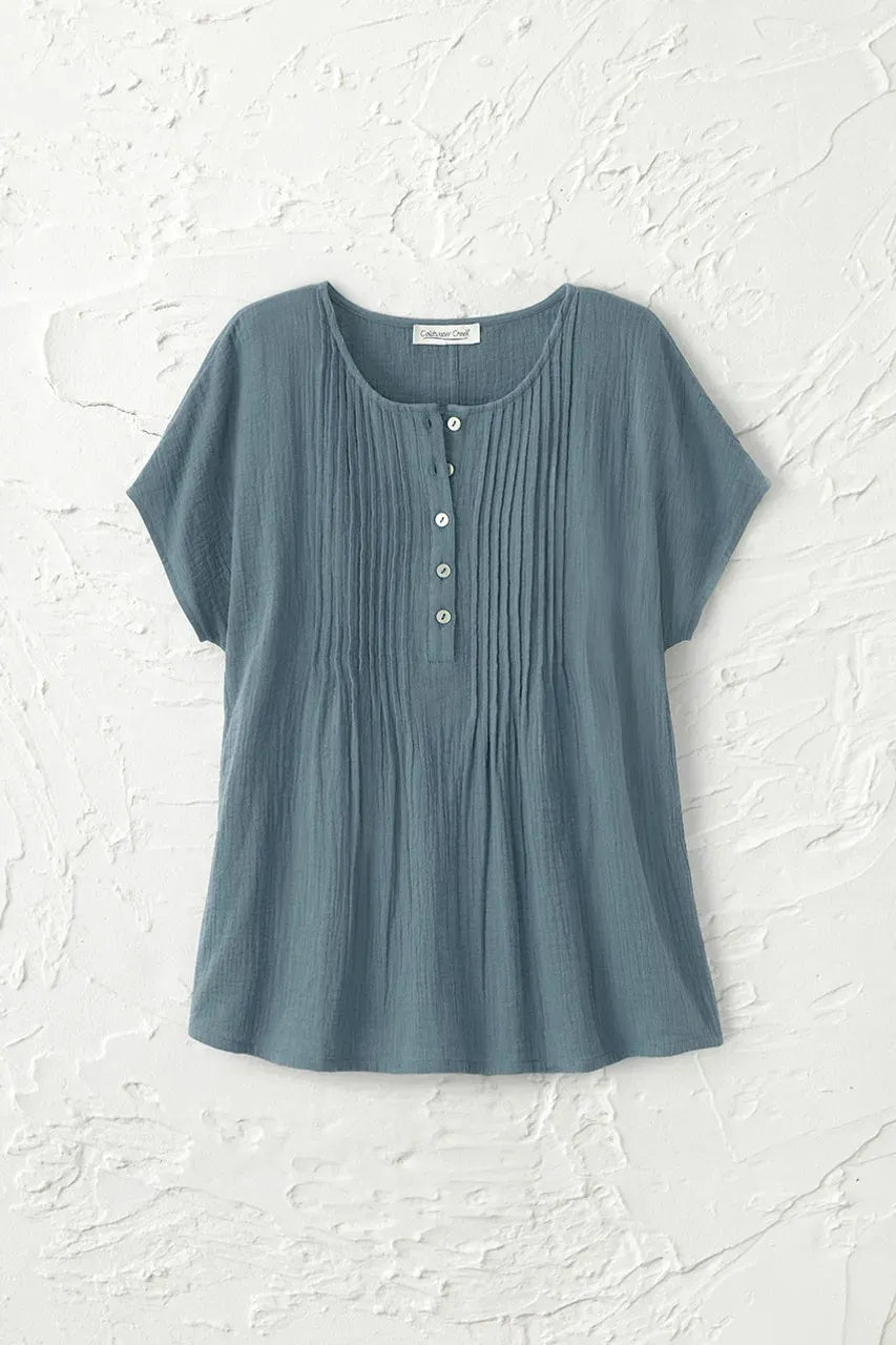 Summer Breeze Gauze Pintuck Top