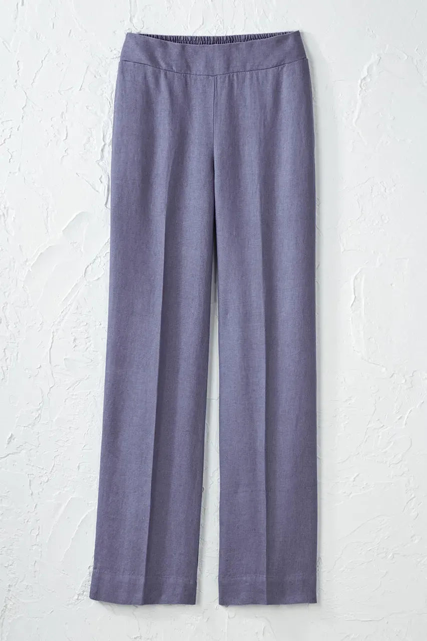 Smocked-Waist Linen Pants
