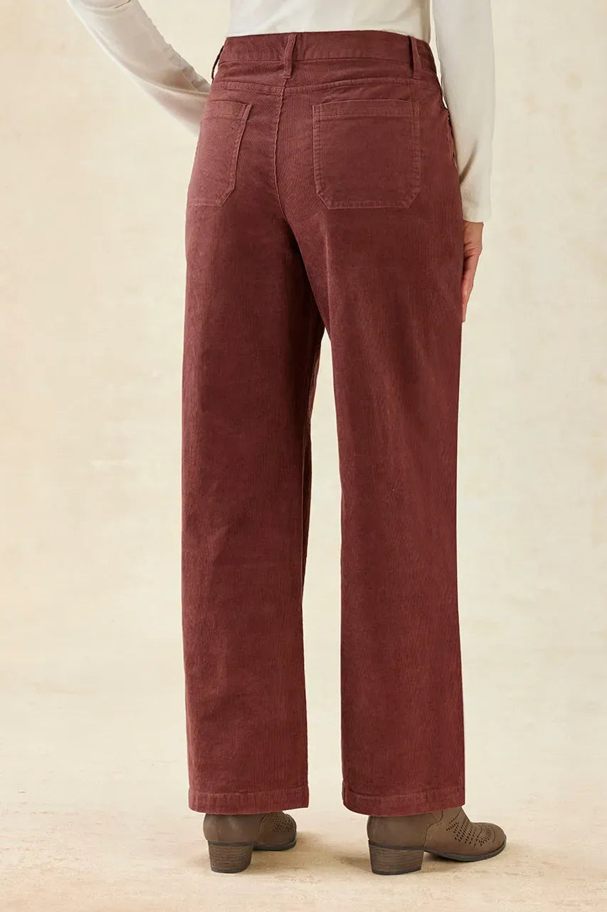 Patch Pocket Wide-Leg Corduroys