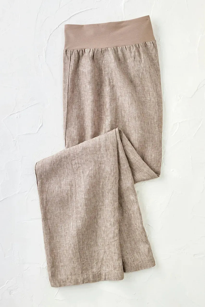 Knit Waistband Linen Pants