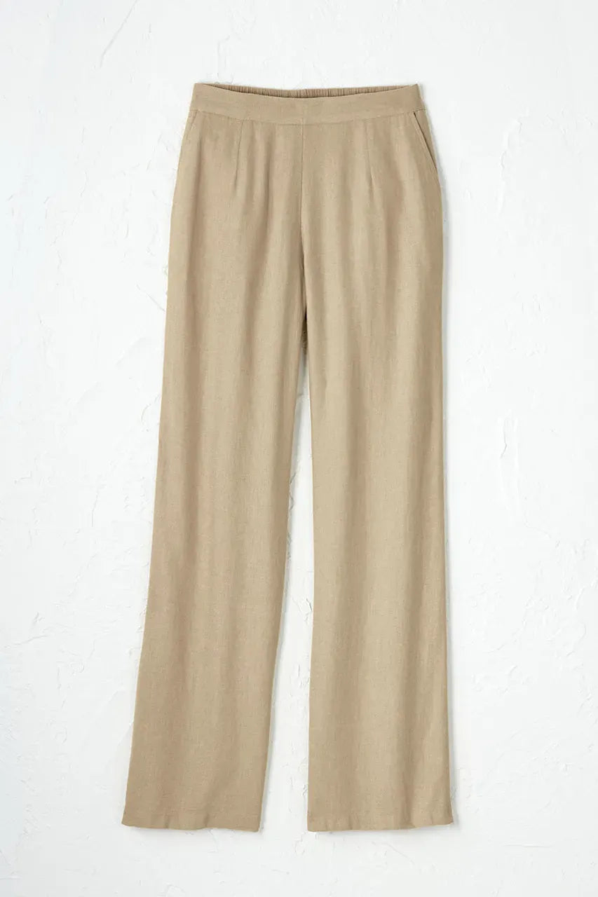 Linen Blend Wide-Leg Pants