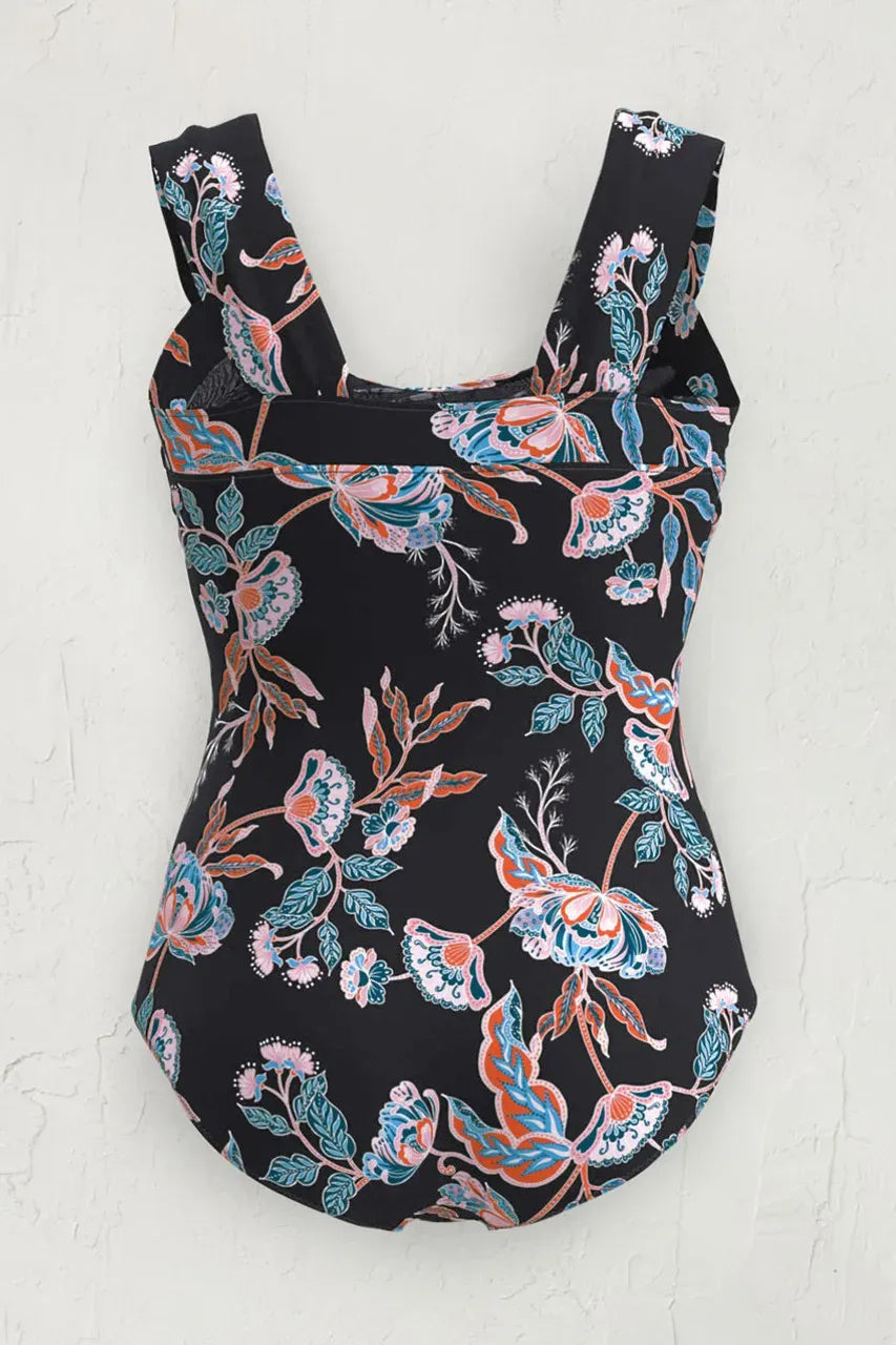 Batik Floral ShapeMeTM Ruched Bathing Suit