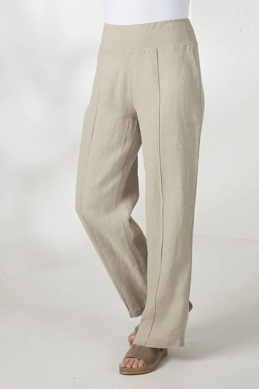 Knit Waistband Linen Pants
