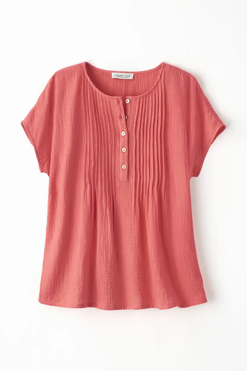 Summer Breeze Gauze Pintuck Top
