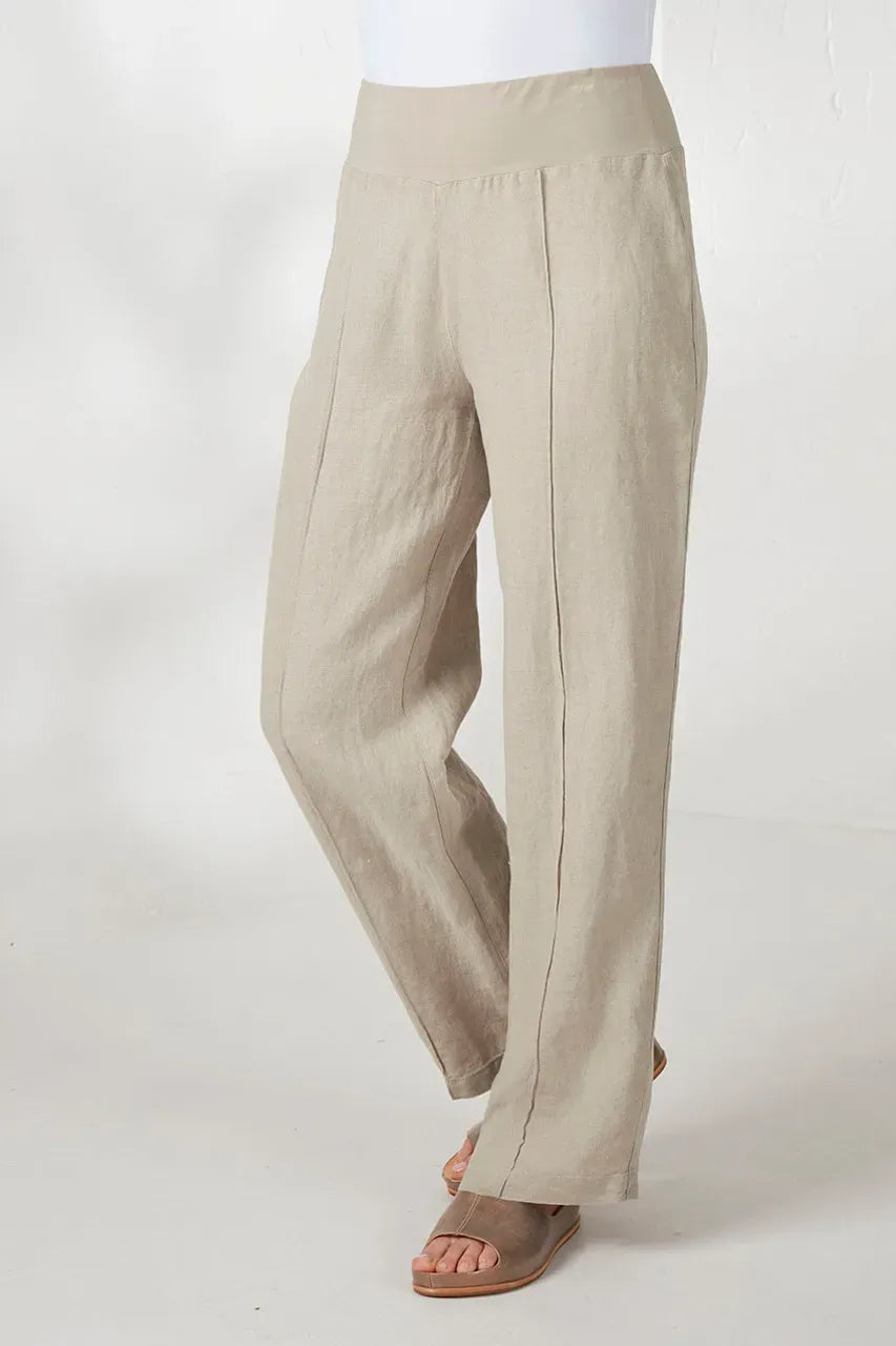 Knit Waistband Linen Pants