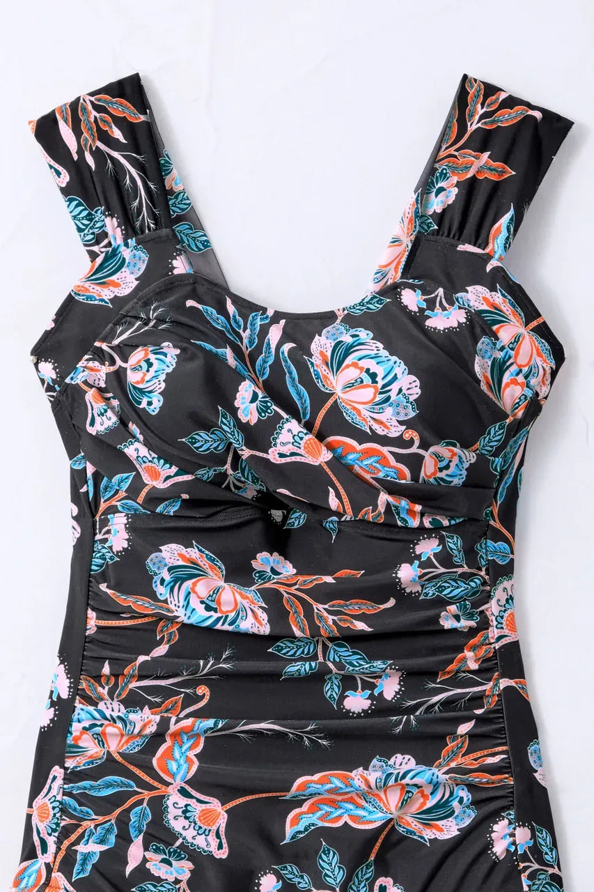 Batik Floral ShapeMeTM Ruched Bathing Suit