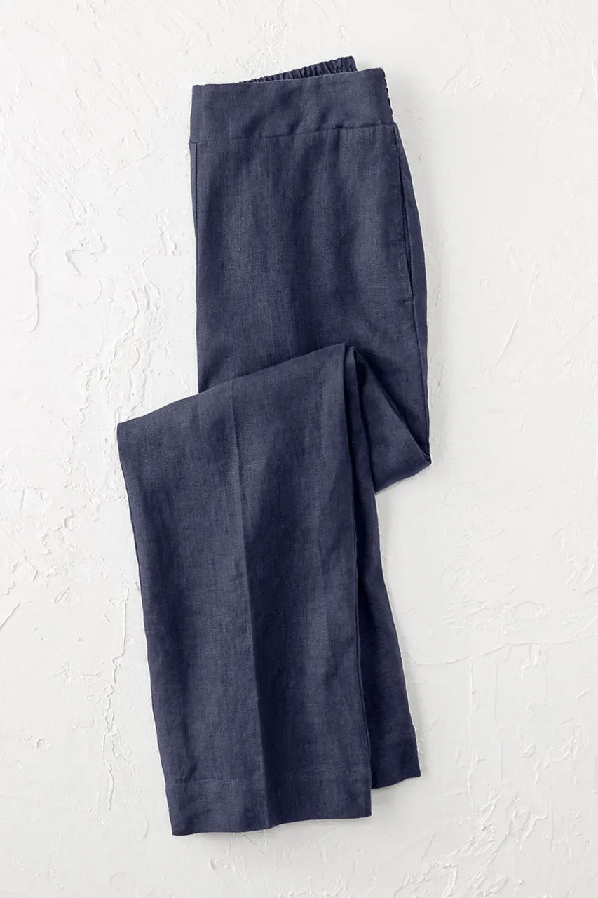 Smocked-Waist Linen Pants