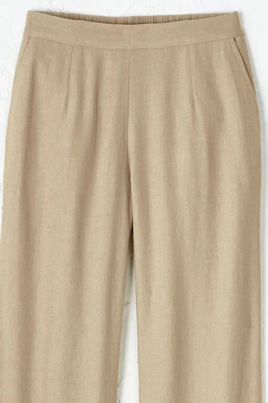 Linen Blend Wide-Leg Pants