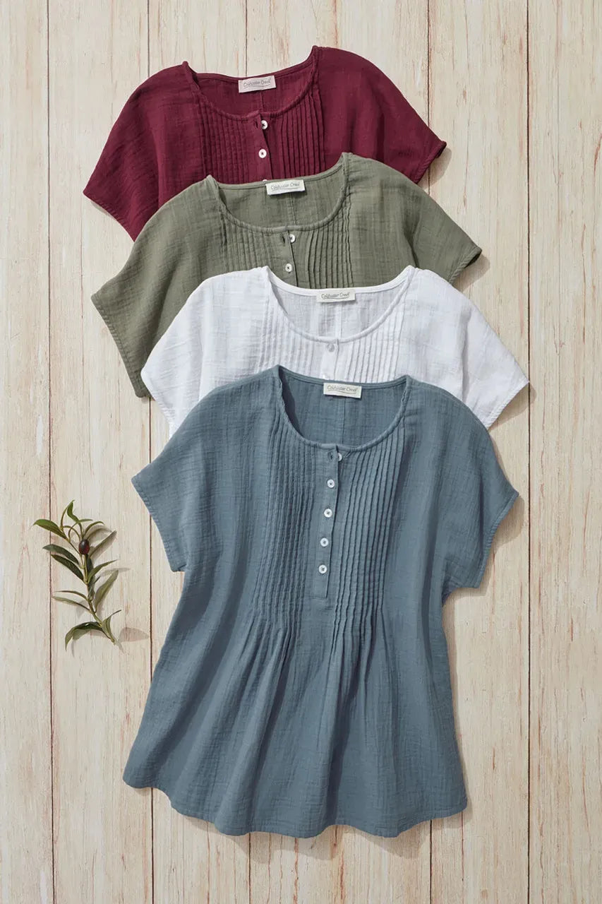 Summer Breeze Gauze Pintuck Top
