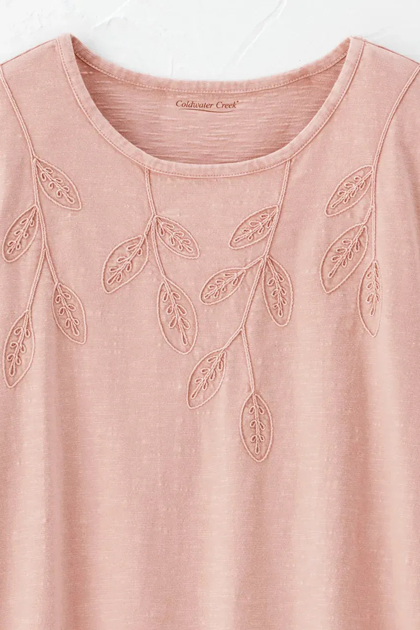 Leaf Embroidered Tee