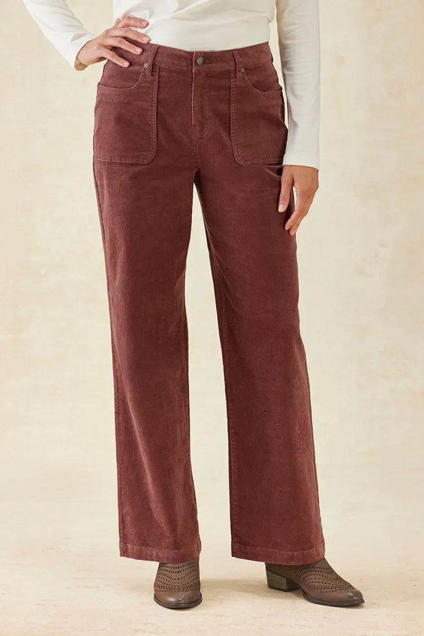 Patch Pocket Wide-Leg Corduroys