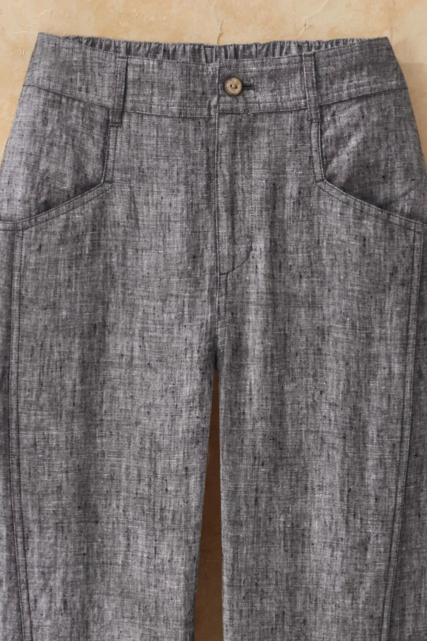 Lantern-Leg Linen Pants