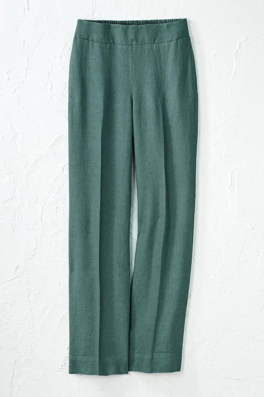 Smocked-Waist Linen Pants