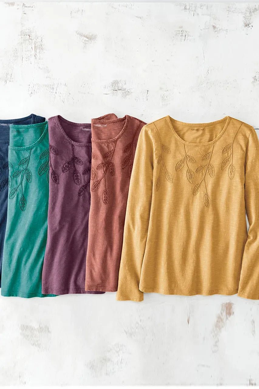 Leaf Embroidered Tee