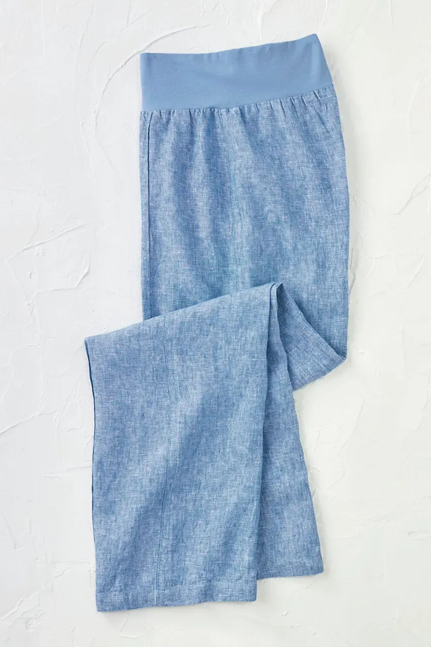 Knit Waistband Linen Pants