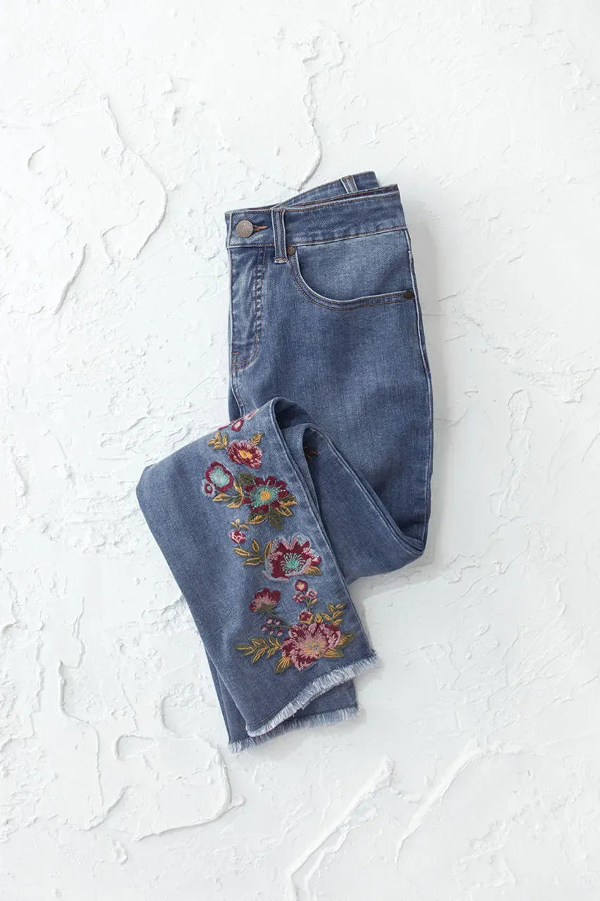 The Creek® Nature's Embrace Embroidered Ankle Jeans
