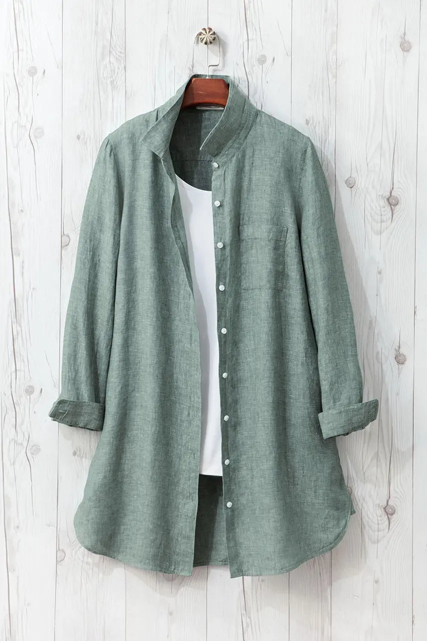Cross Dyed Linen Tunic Topper