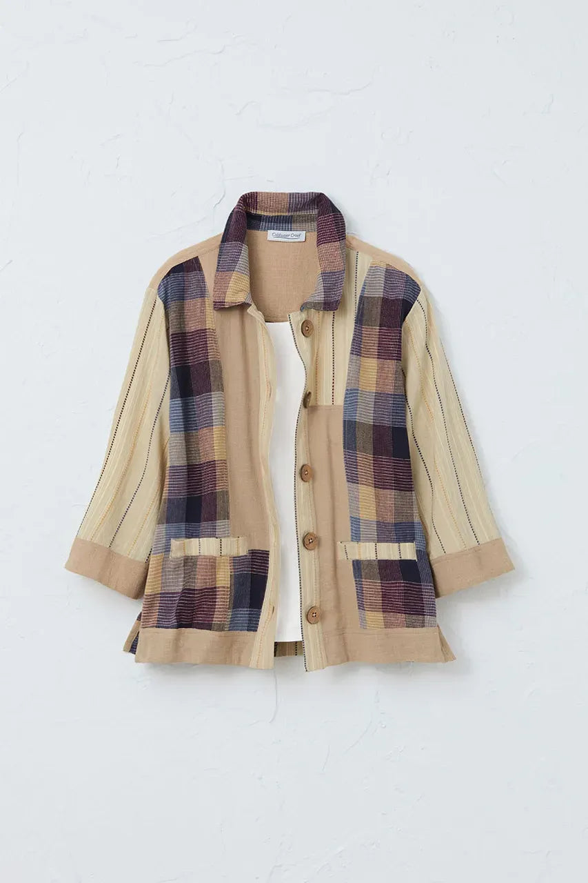 Plaid and Patches Shirt Jacket