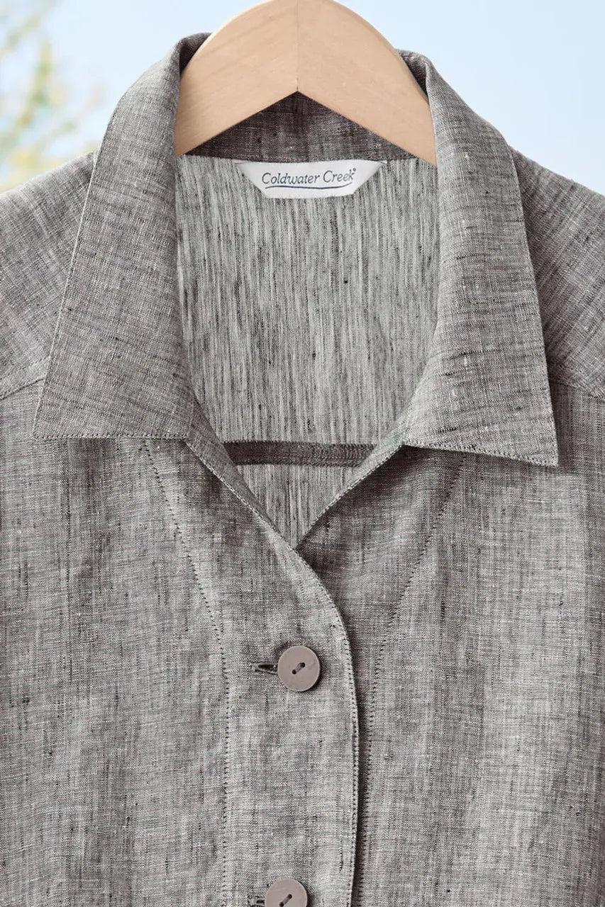 Boxy Cross-Dyed Linen Top