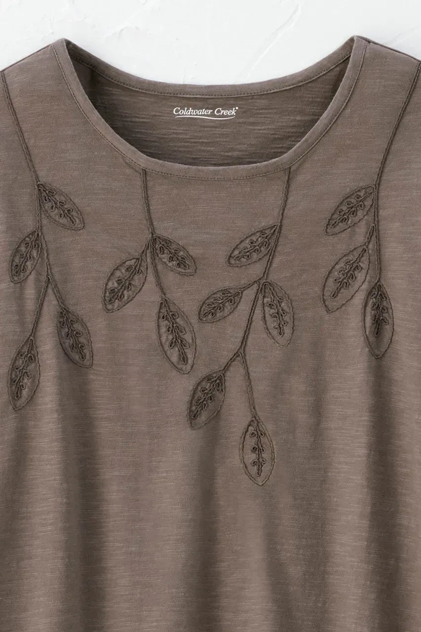Leaf Embroidered Tee