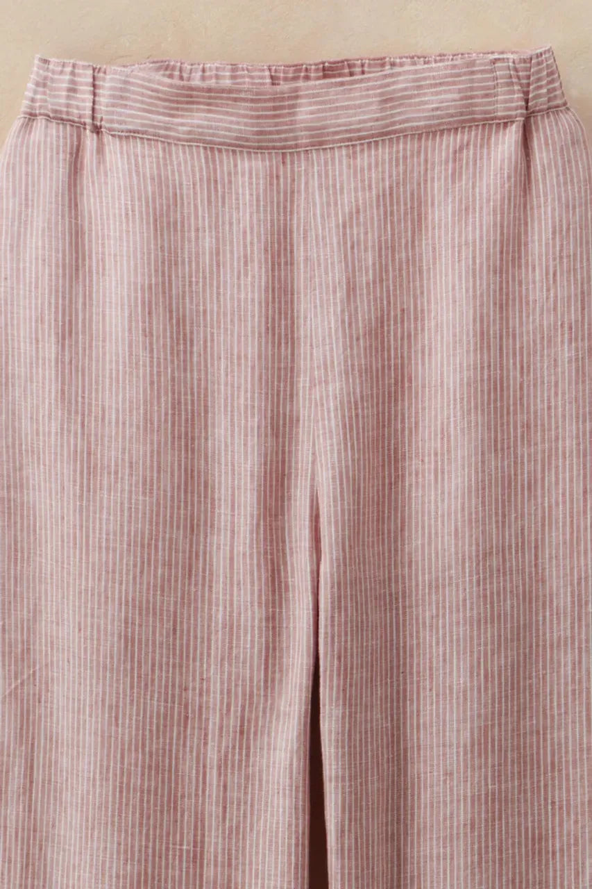Striped Linen Wide-Leg Crops