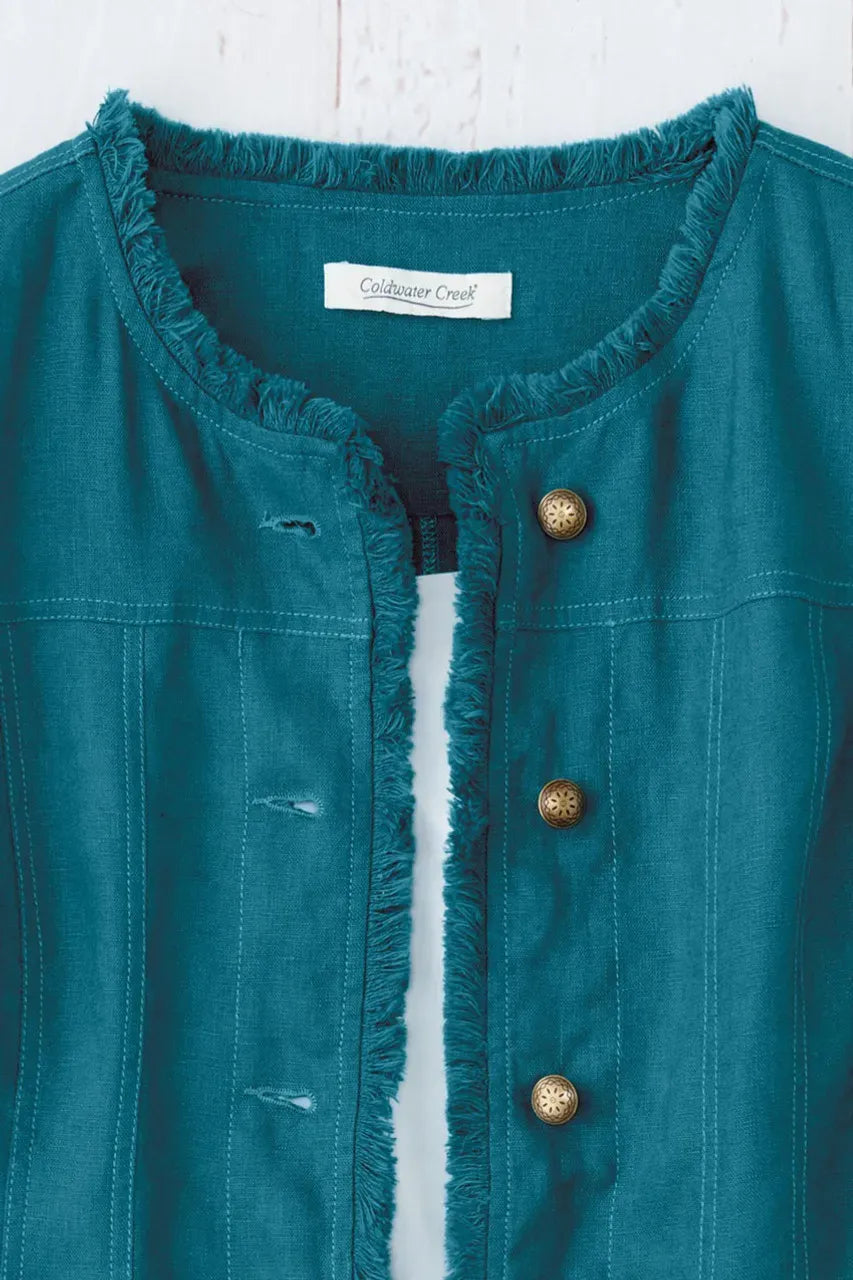 Frayed Edge Linen Jacket