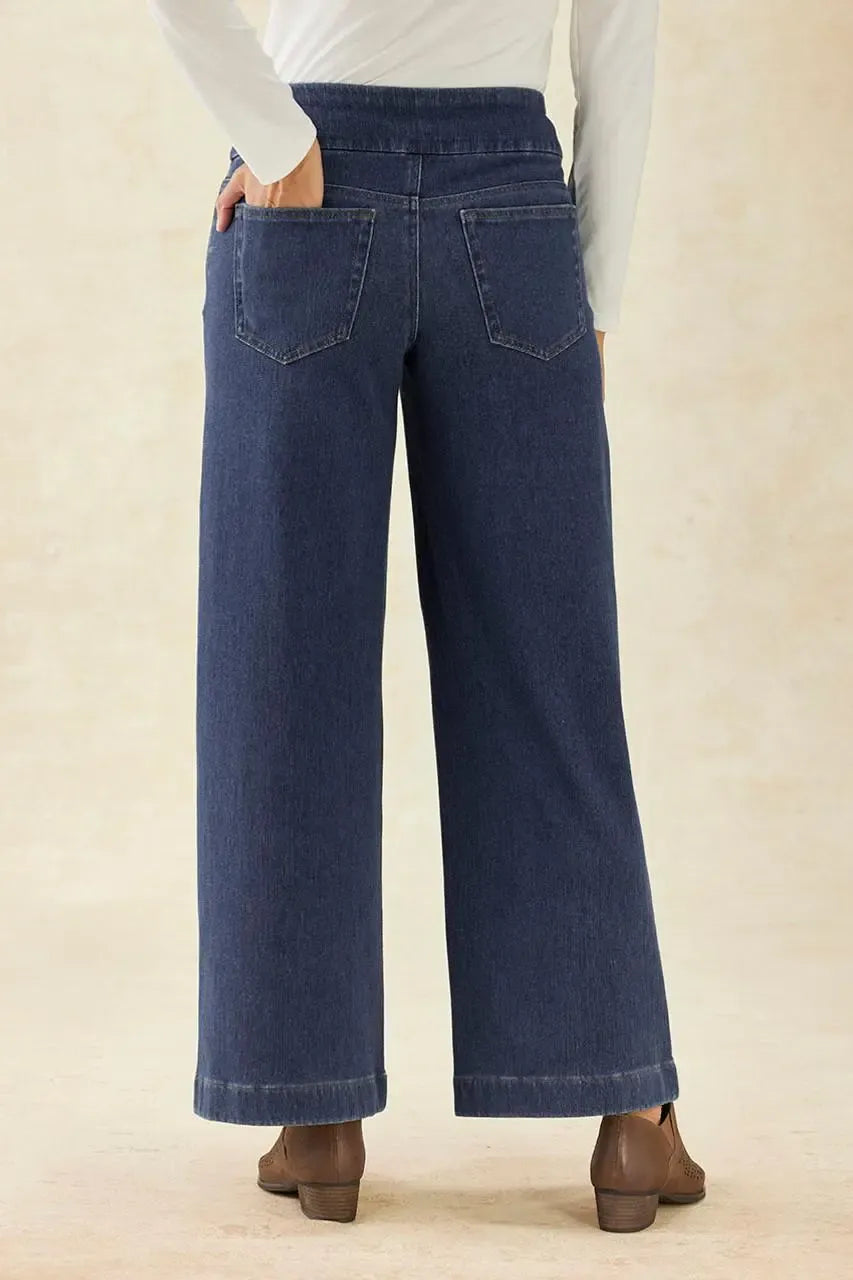 Knit Denim Wide-Leg Jeans