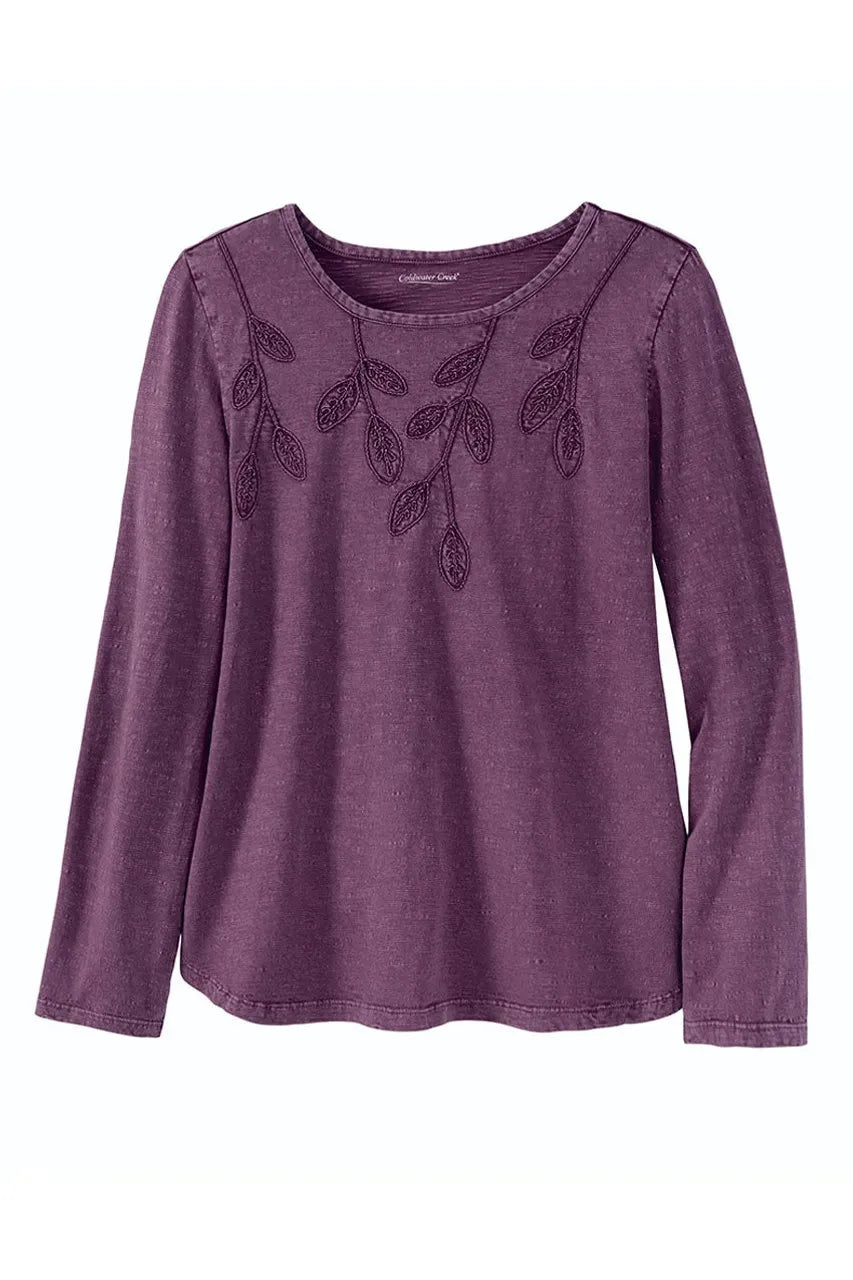 Leaf Embroidered Tee